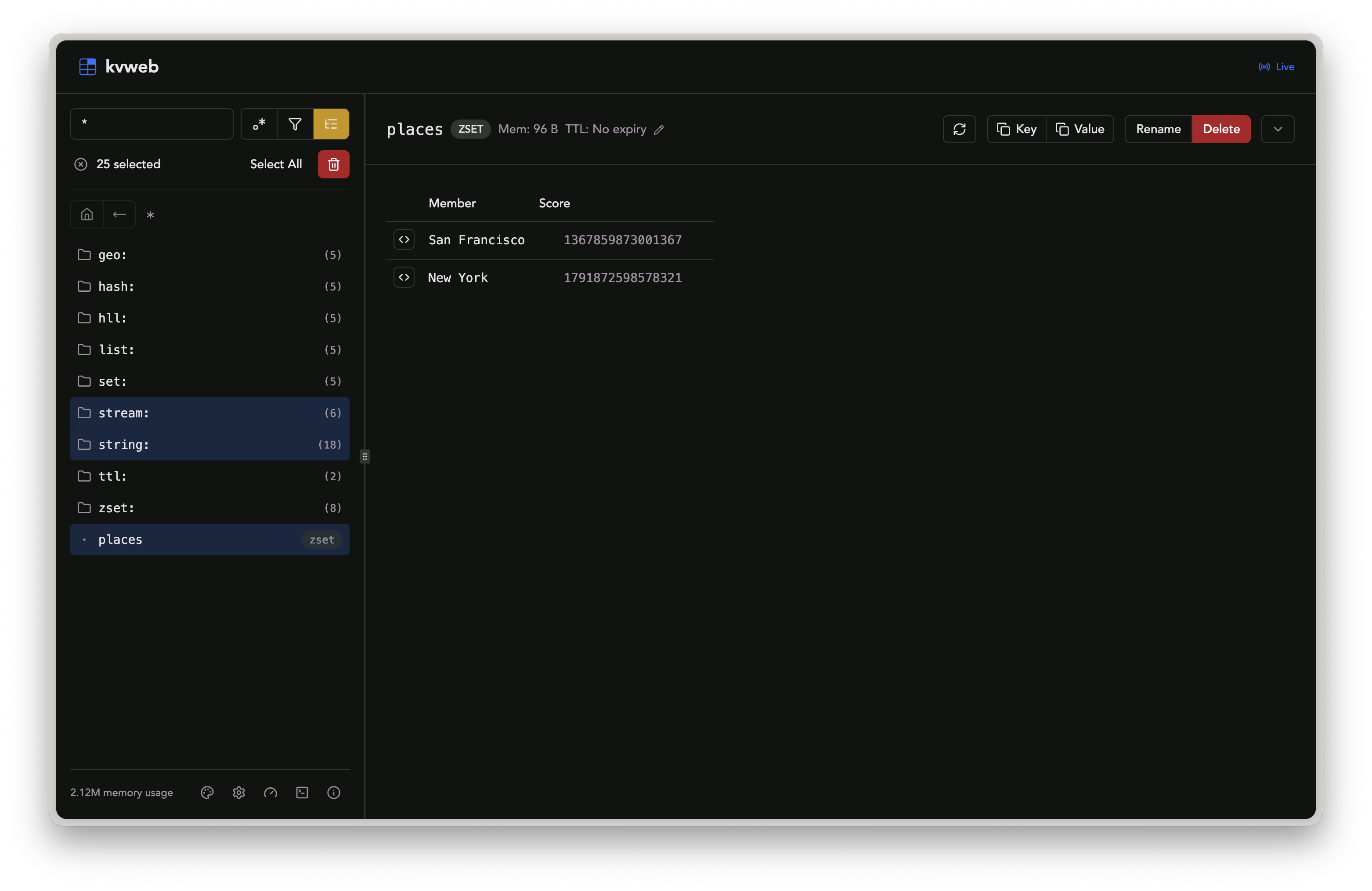 kvweb screenshot 1 dark theme