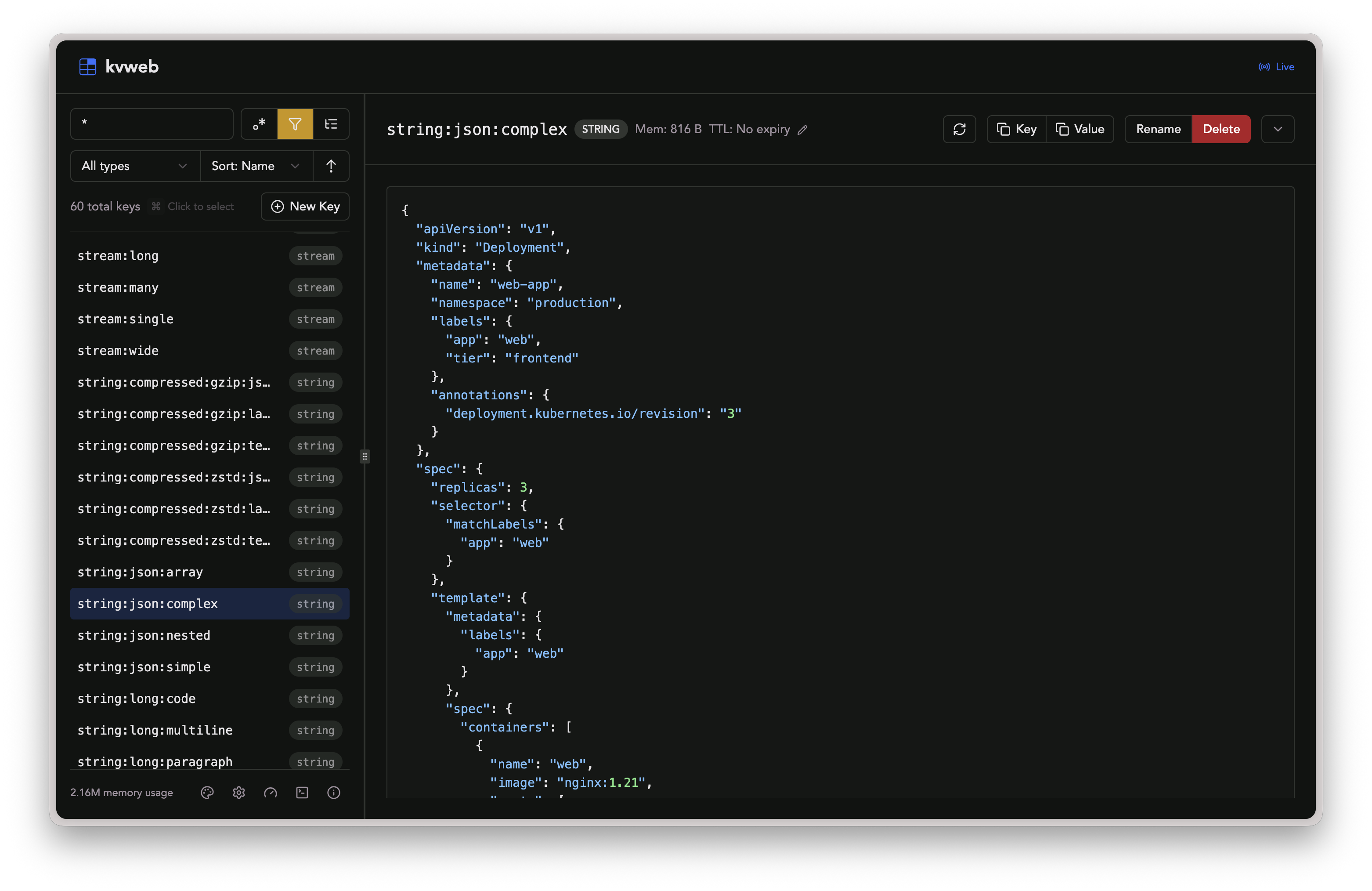 kvweb screenshot 3 dark theme